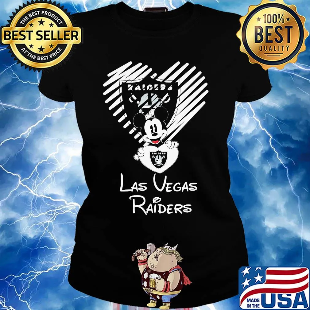 Mickey mouse hug heart las vegas raiders logo s Ladies tee