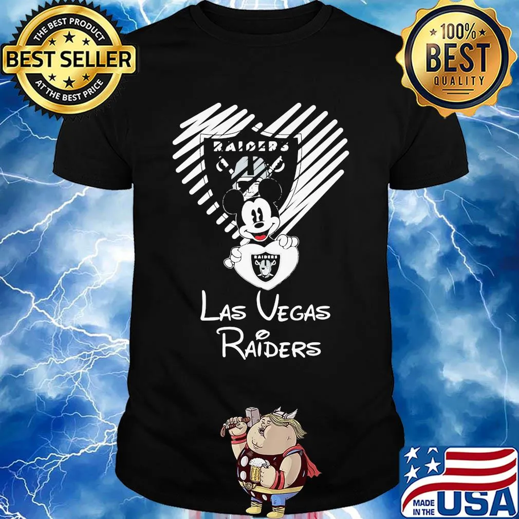 Mickey mouse hug heart las vegas raiders logo shirt