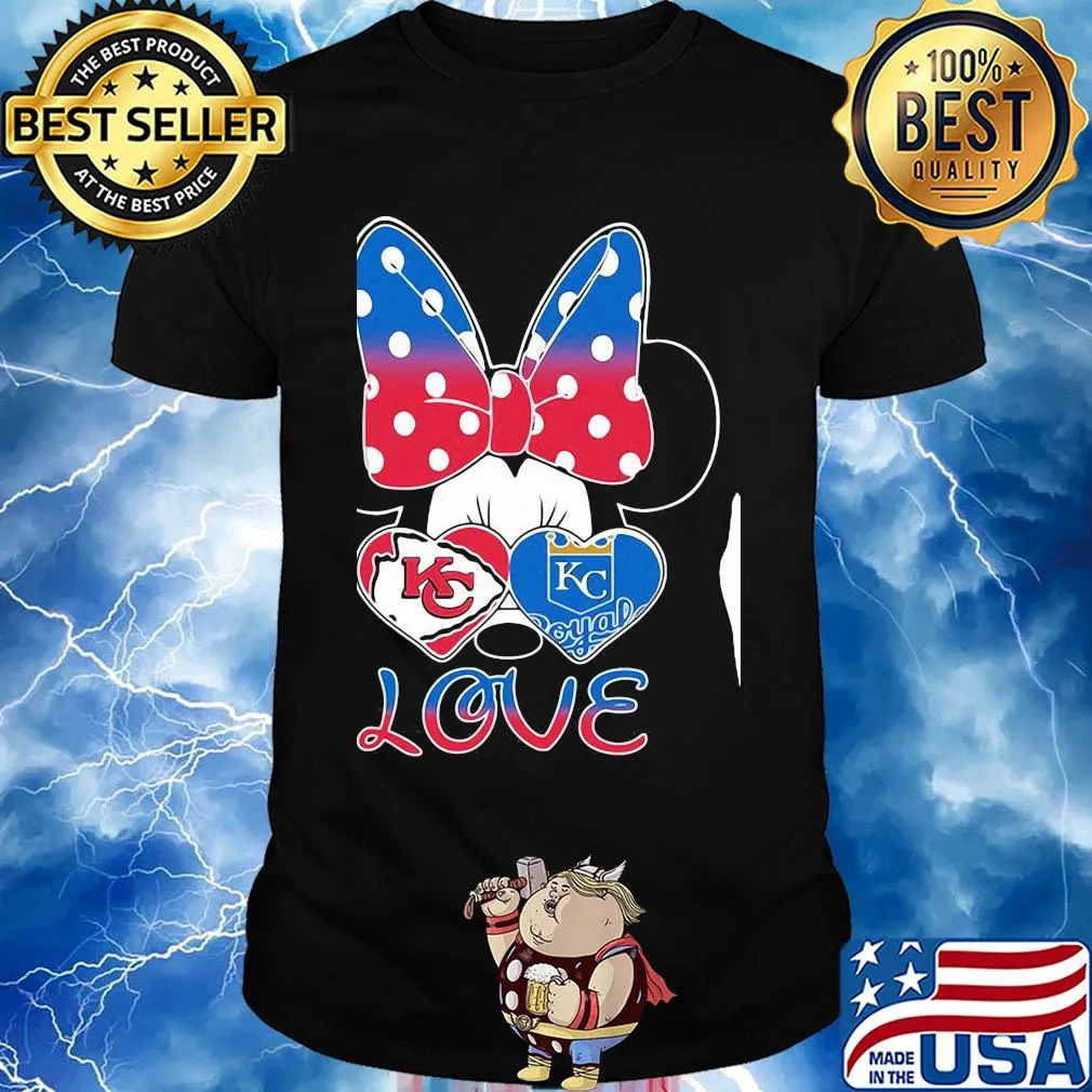 Minnie mouse kansas city chiefs and kansas city royals love shirt