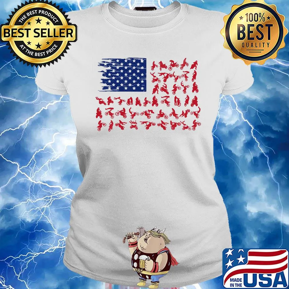 Motocross American flag veteran Independence Day s Ladies tee