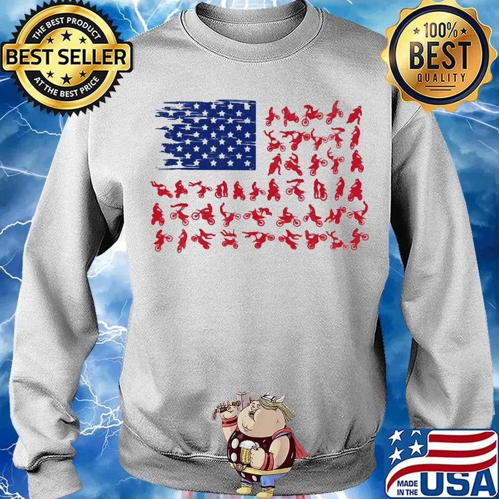 Motocross American flag veteran Independence Day s Sweater