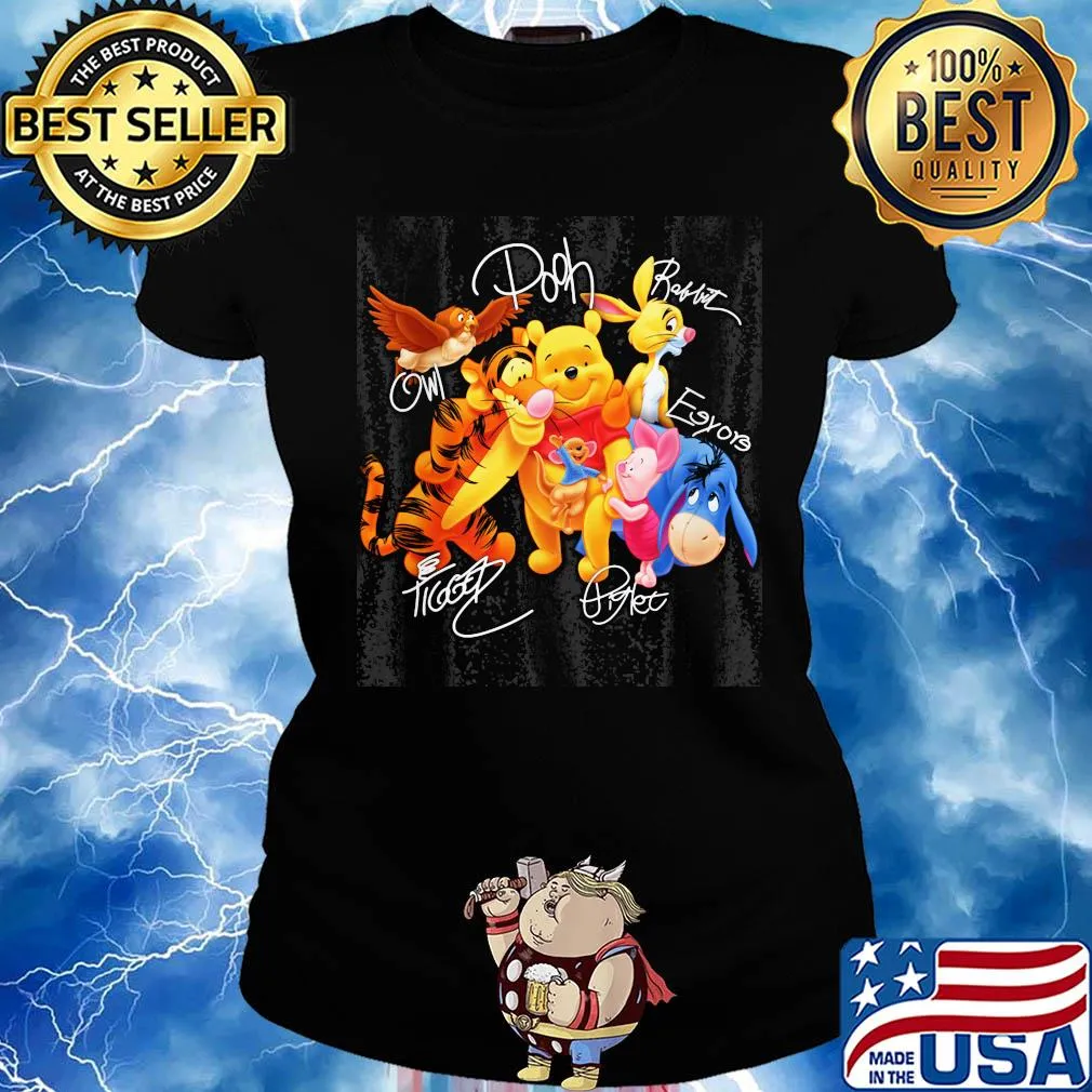 My friends tigger & pooh cartoon characters signatures s Ladies tee