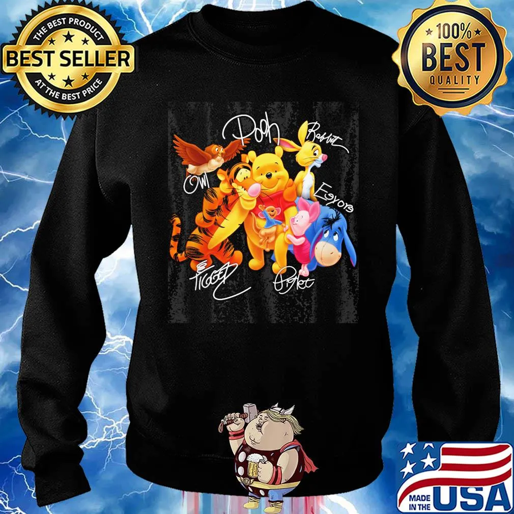 My friends tigger & pooh cartoon characters signatures s Sweater