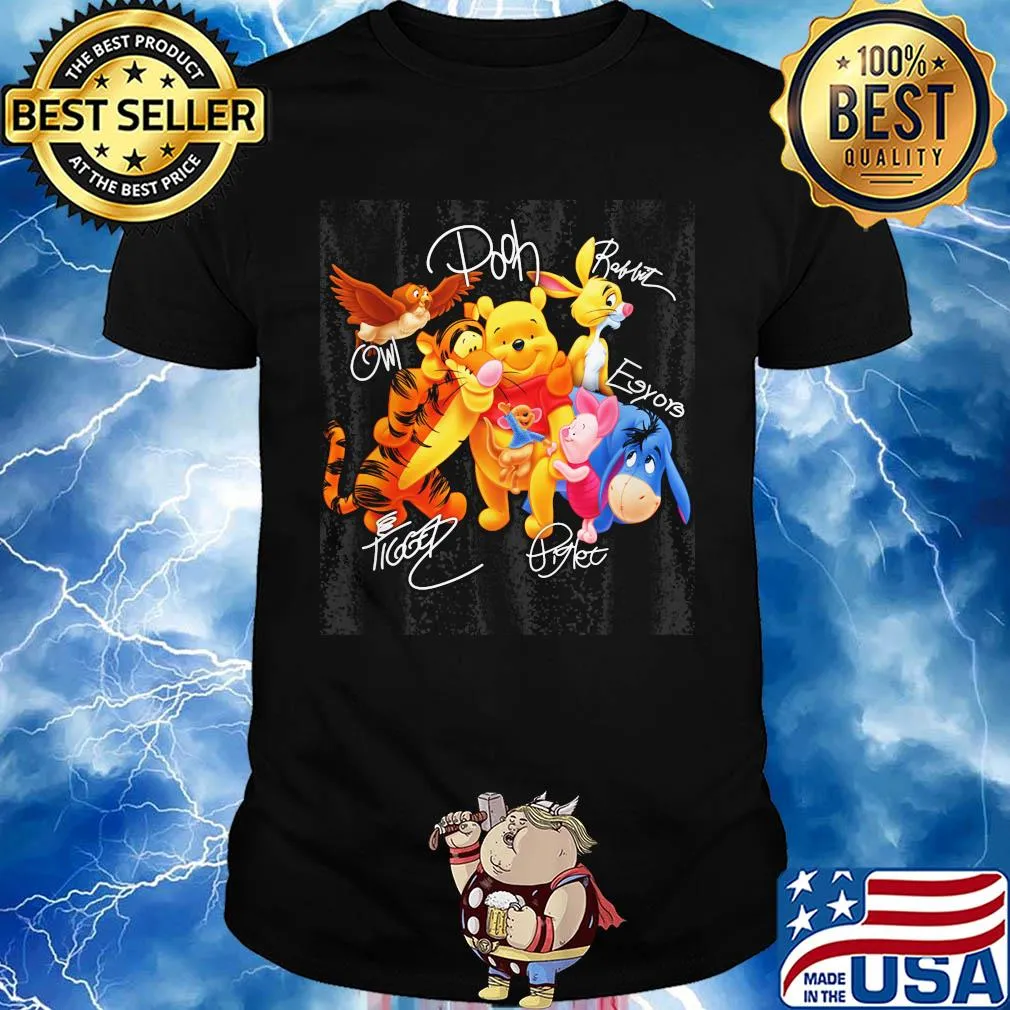 My friends tigger & pooh cartoon characters signatures shirt