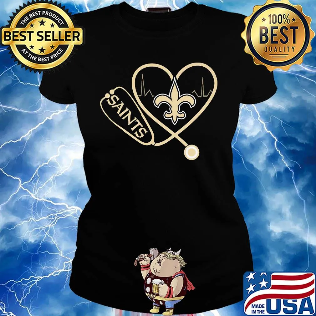 New orleans saints football stethoscope heart s Ladies tee