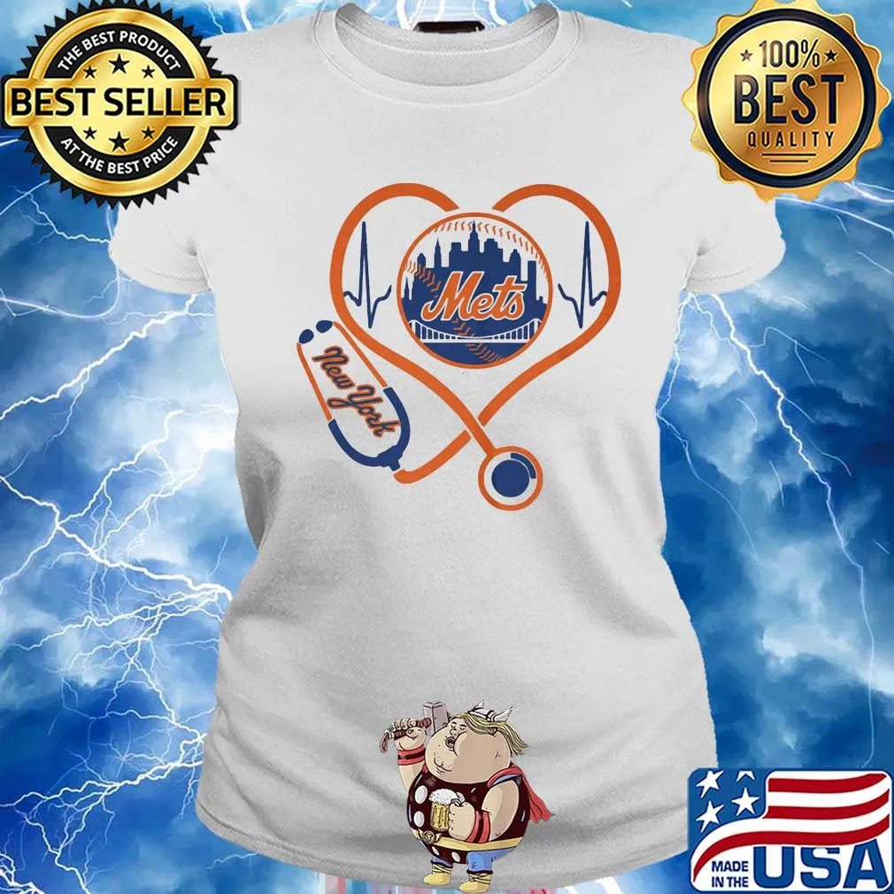 New york mets baseball stethoscope heart s Ladies tee