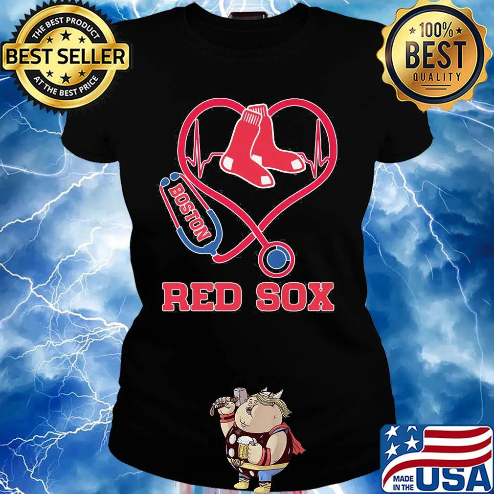 Nurse boston red sox baseball stethoscope heartbeat s Ladies tee