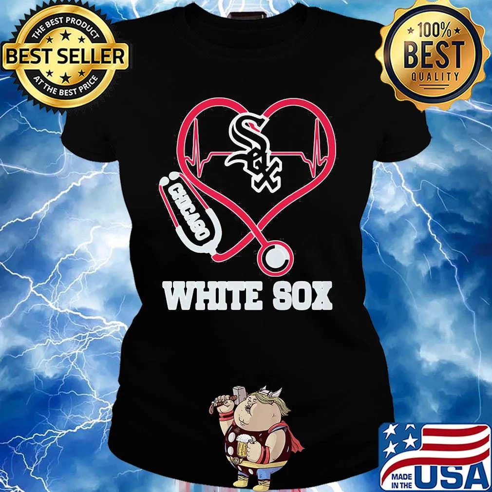 Nurse chicago white sox baseball stethoscope heartbeat s Ladies tee