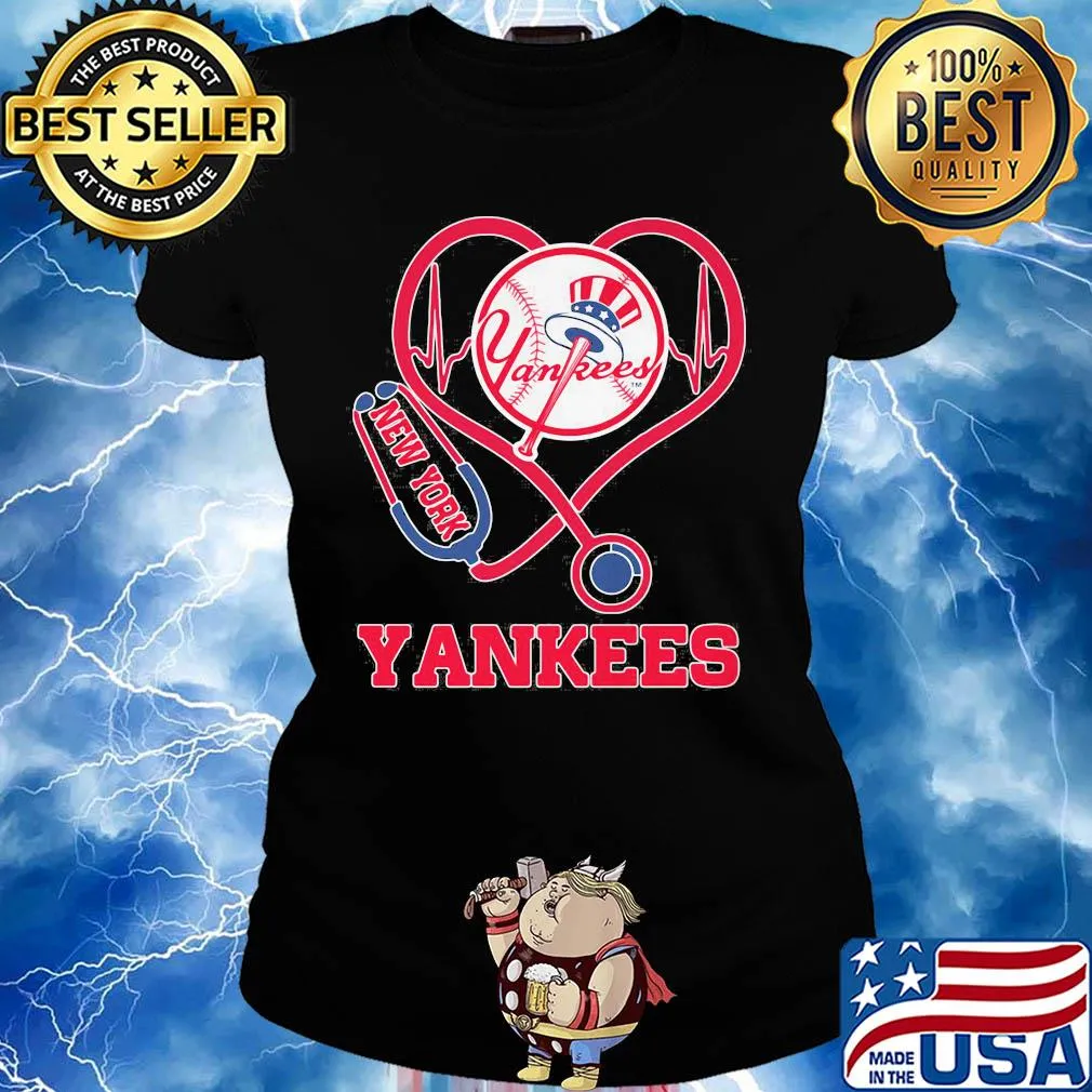 Nurse new york yankees stethoscope heartbeat s Ladies tee