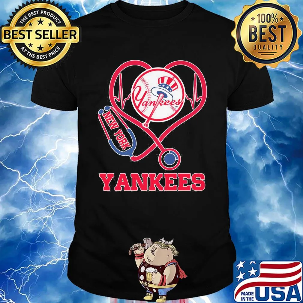 Nurse new york yankees stethoscope heartbeat shirt
