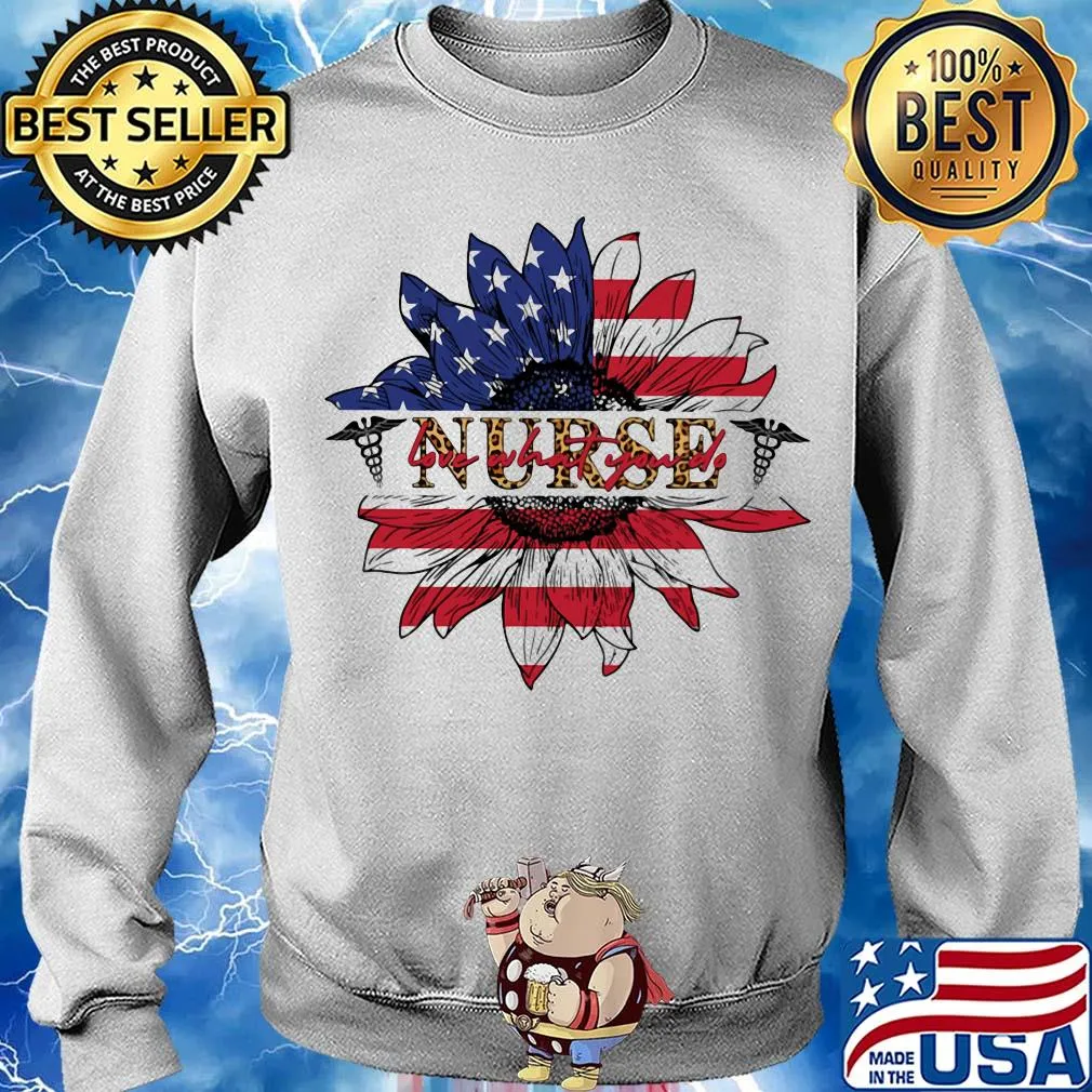 Nurse sunflower American flag veteran Independence Day s Sweater
