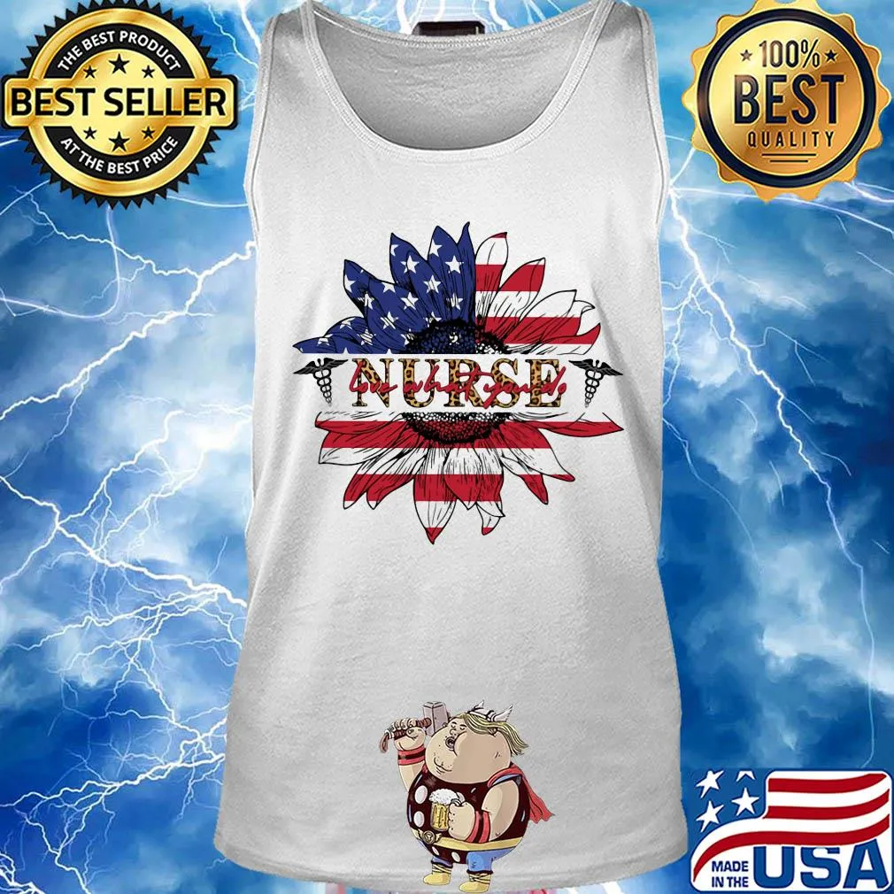 Nurse sunflower American flag veteran Independence Day s Tank top