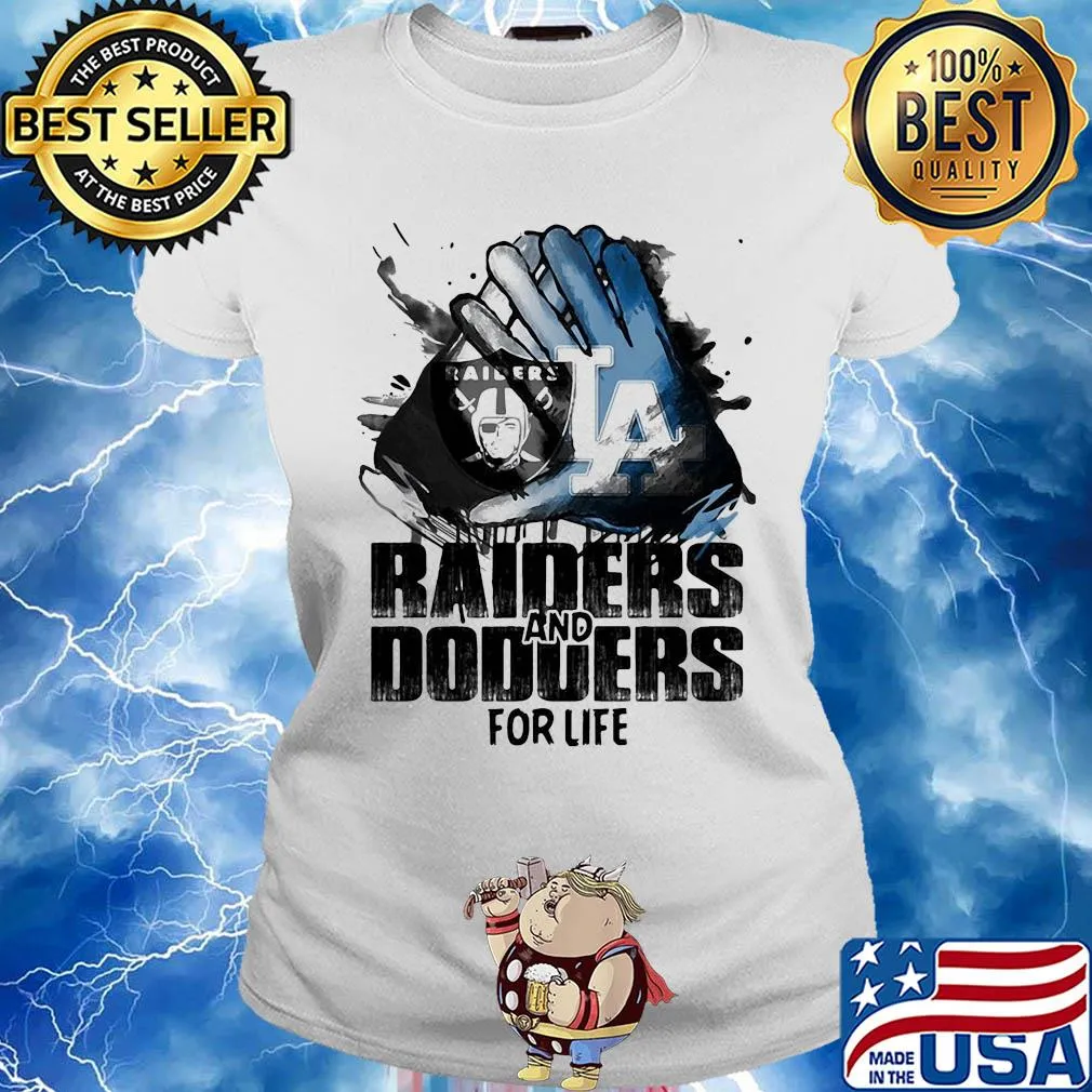 Oakland Raiders and los angeles dodgers for life art s Ladies tee