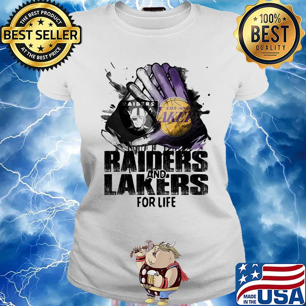 Oakland Raiders and los angeles lakers for life art s Ladies tee