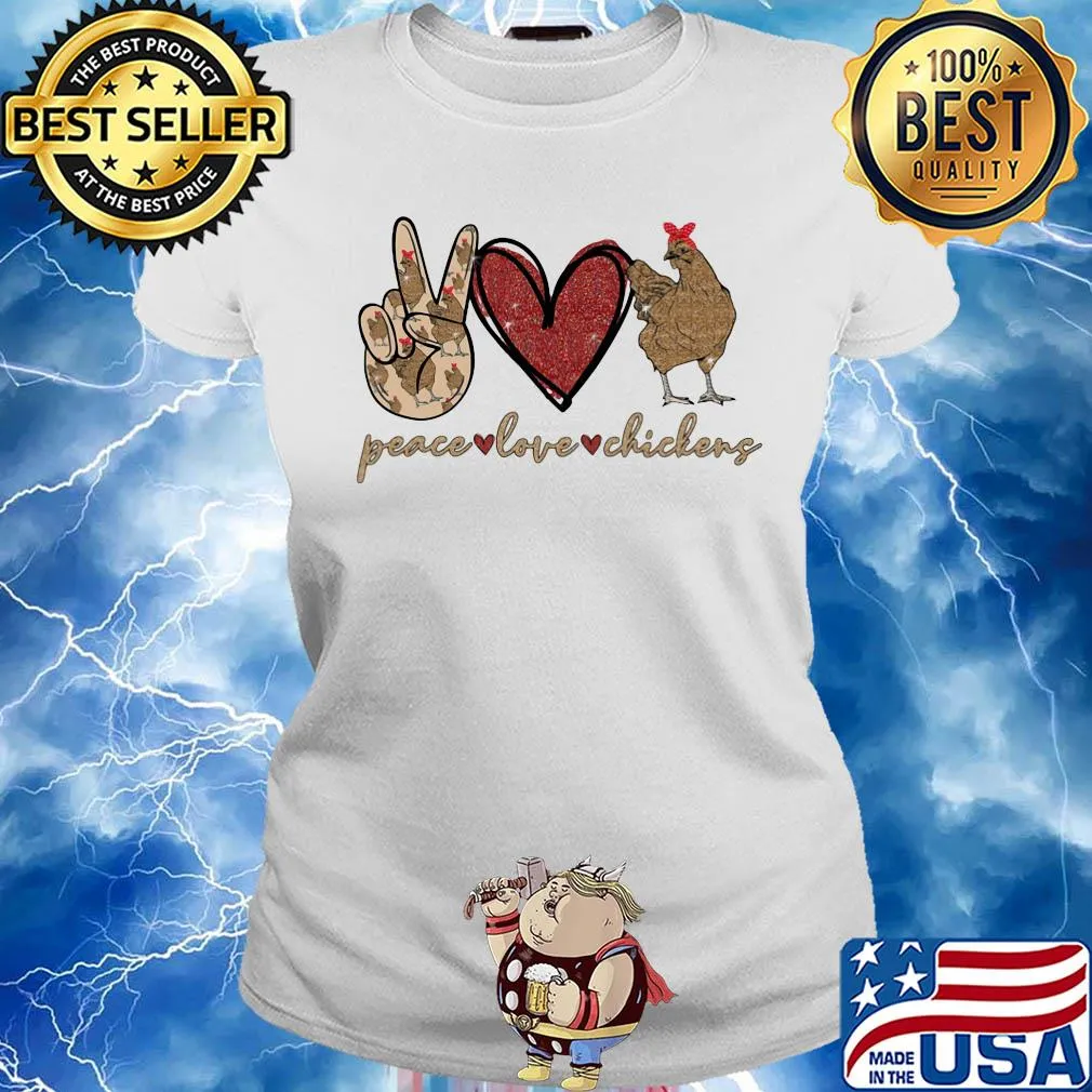Peace love heart chickens s Ladies tee