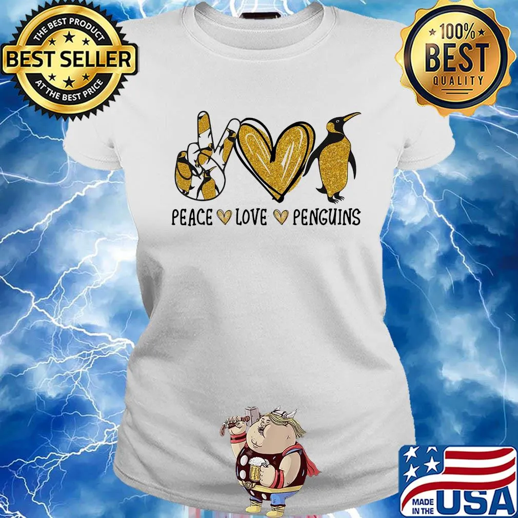 Peace love penguins heart s Ladies tee