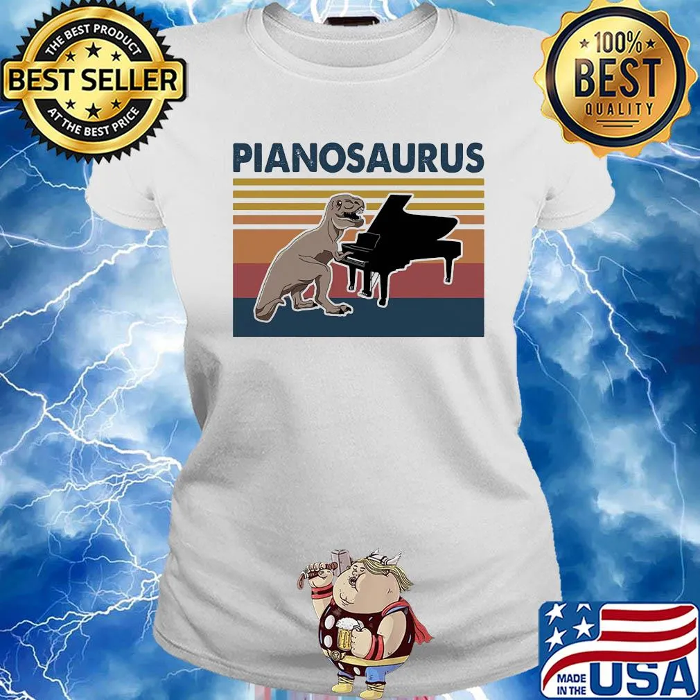 Pianosaurus dinosaur playing piano vintage s Ladies tee