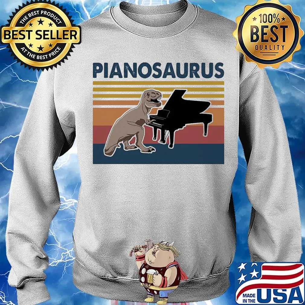 Pianosaurus dinosaur playing piano vintage s Sweater