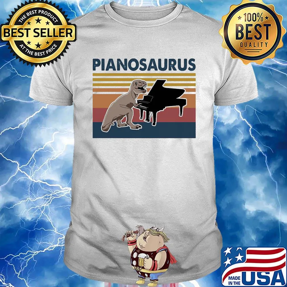 Pianosaurus dinosaur playing piano vintage shirt