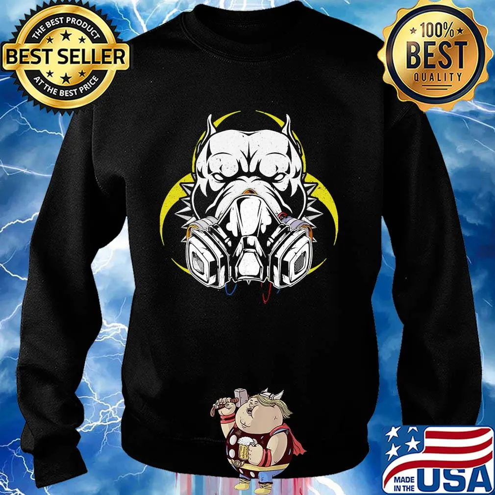 Pitbull Gas Mask Social Distancing 2 Sides Shirt Sweater