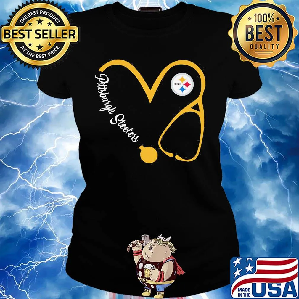 Pittsburgh steelers football stethoscope heart s Ladies tee