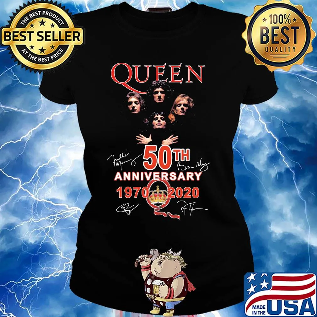 Queen 50th anniversary 1970-2020 signature s Ladies tee