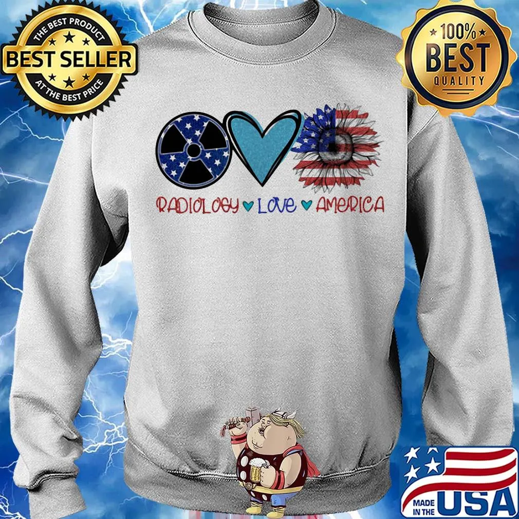 Radiology love heart sunflower American flag veteran Independence Day s Sweater
