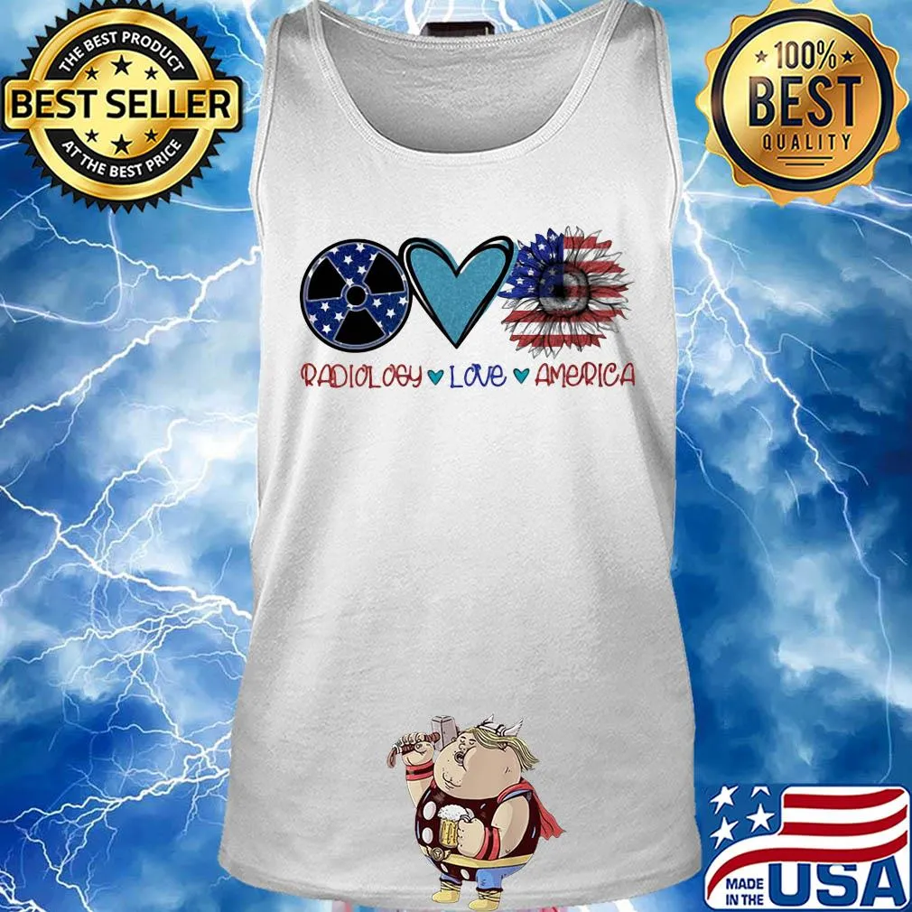 Radiology love heart sunflower American flag veteran Independence Day s Tank top