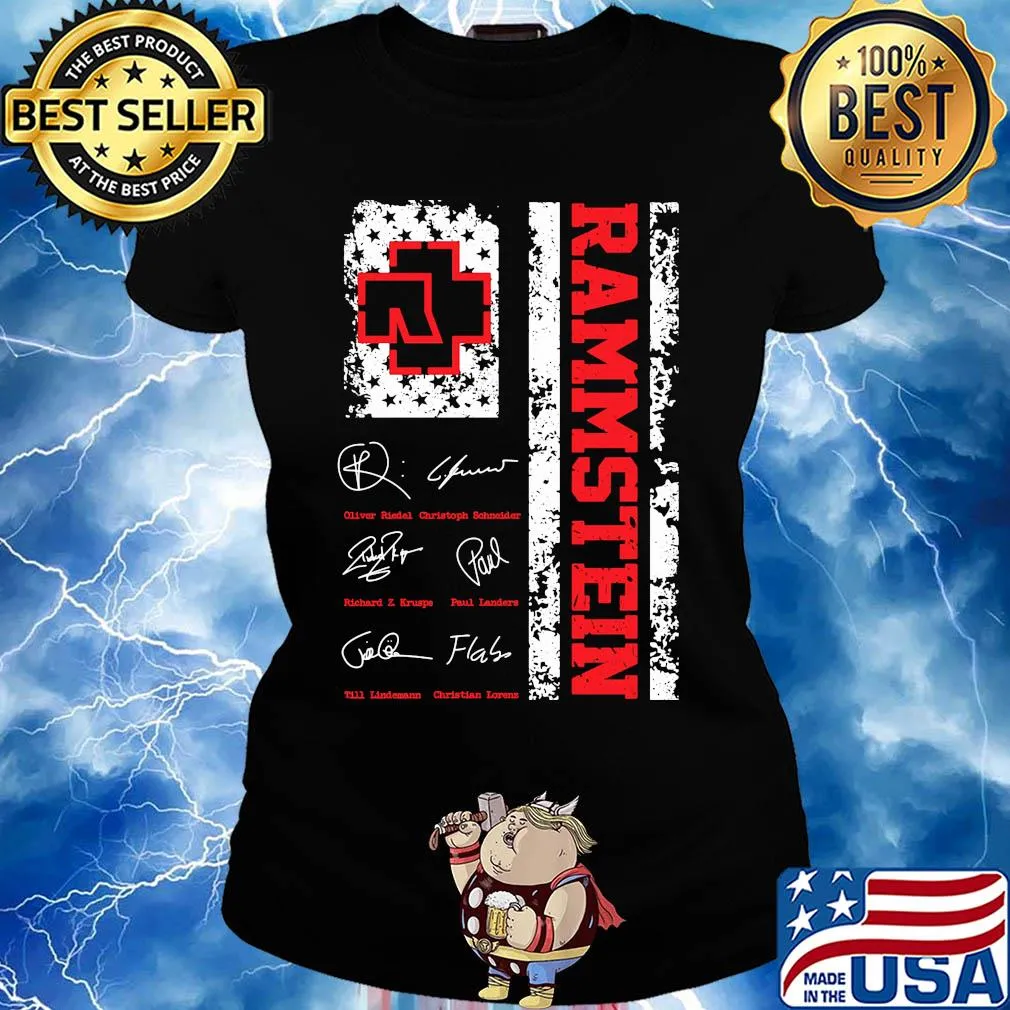 Rammstein signature American flag veteran Independence Day s Ladies tee