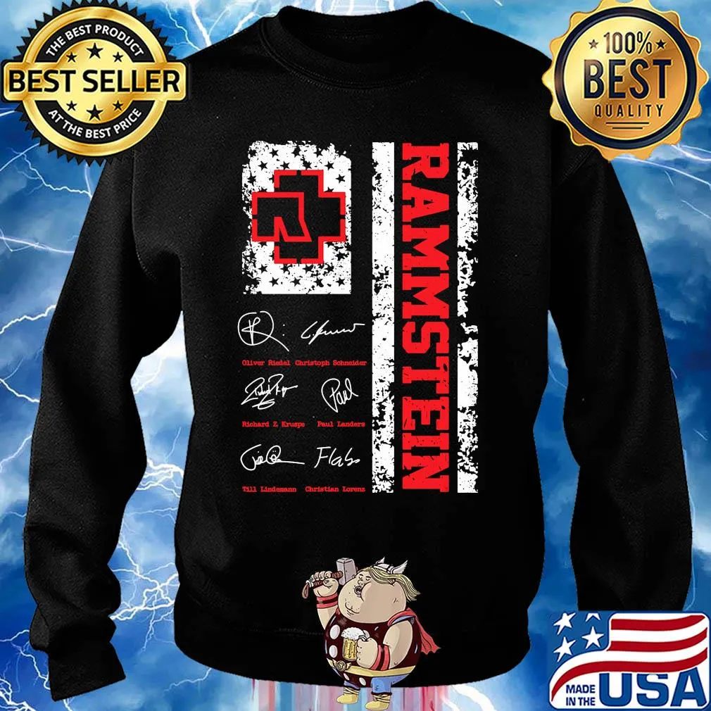 Rammstein signature American flag veteran Independence Day s Sweater