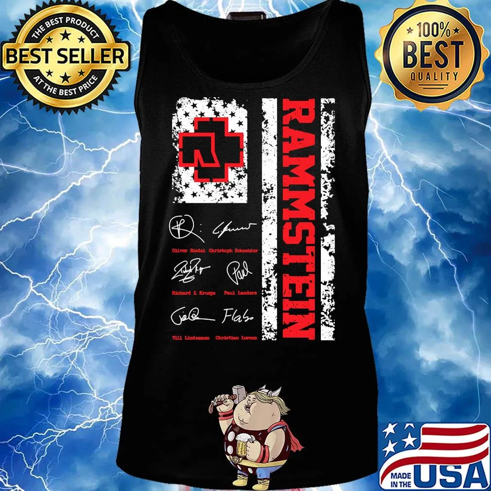 Rammstein signature American flag veteran Independence Day s Tank top