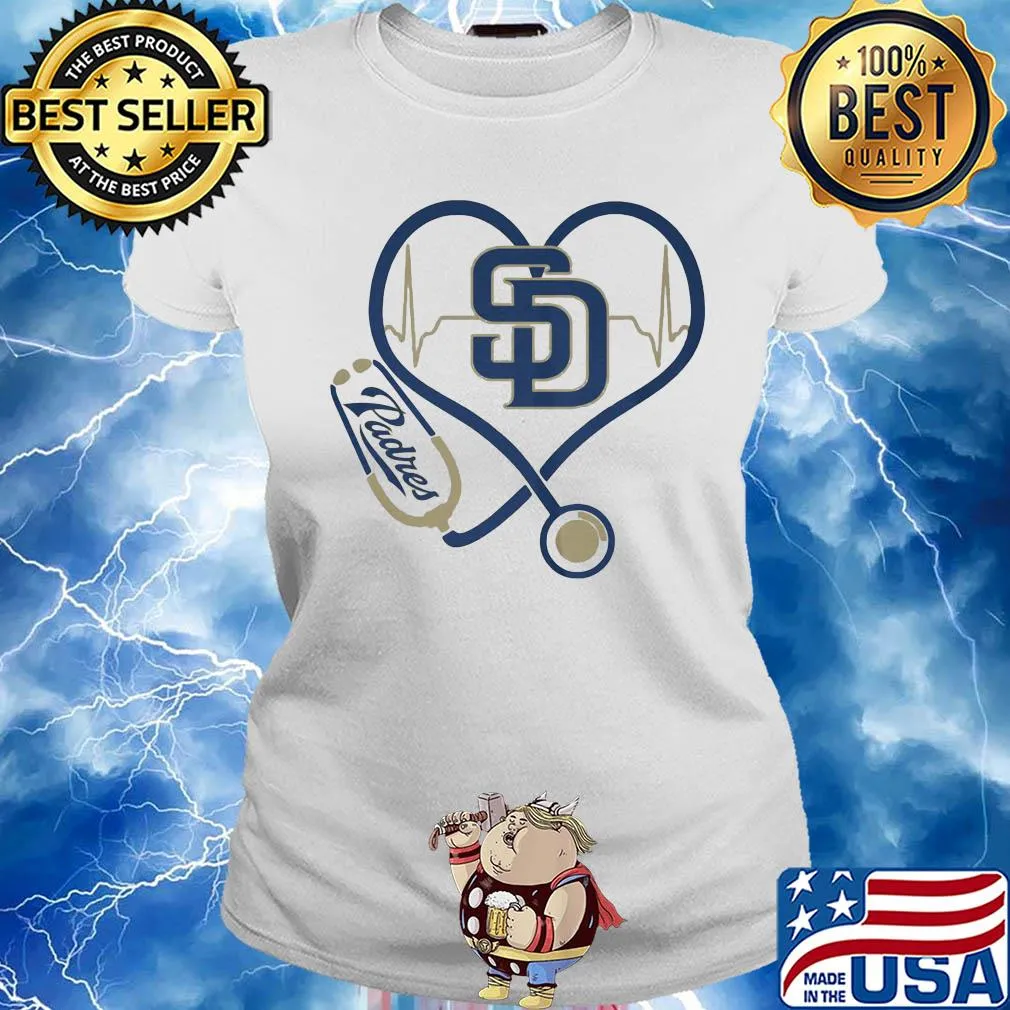 San diego padres baseball stethoscope heart s Ladies tee