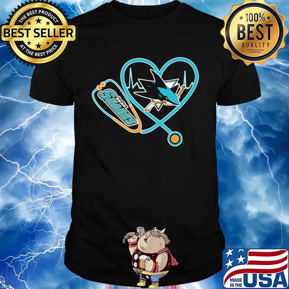 San jose sharks hockey stethoscope heart shirt