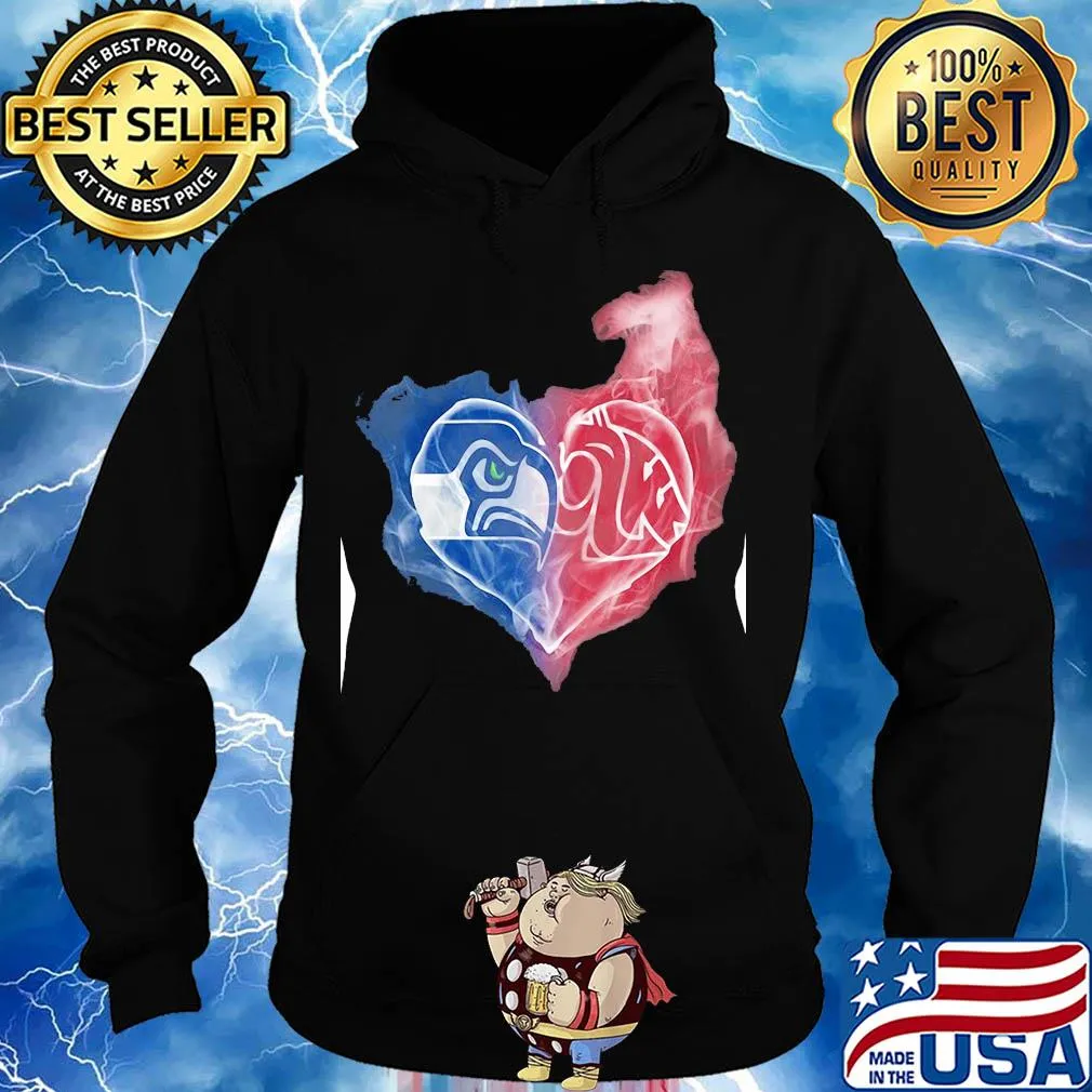 Seattle seahawks and washington state cougars heart smoke s Hoodie