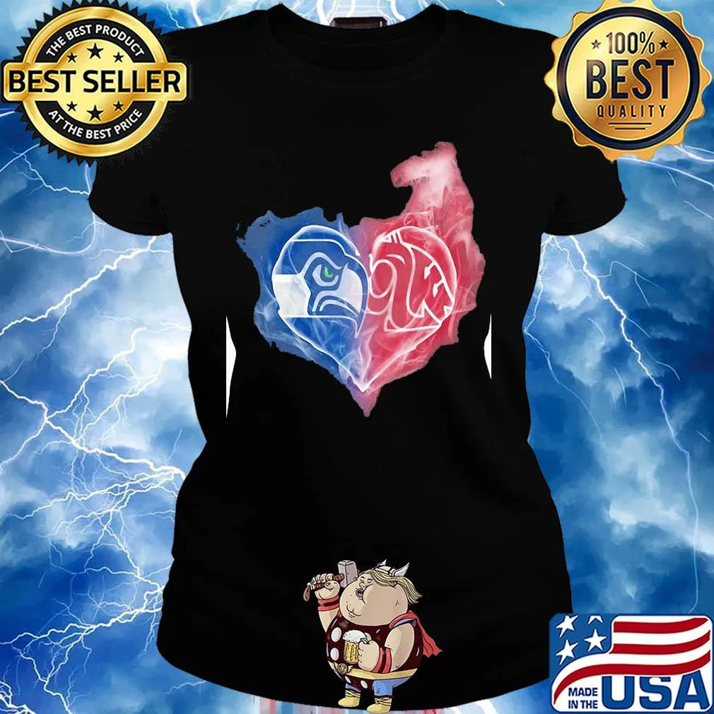 Seattle seahawks and washington state cougars heart smoke s Ladies tee