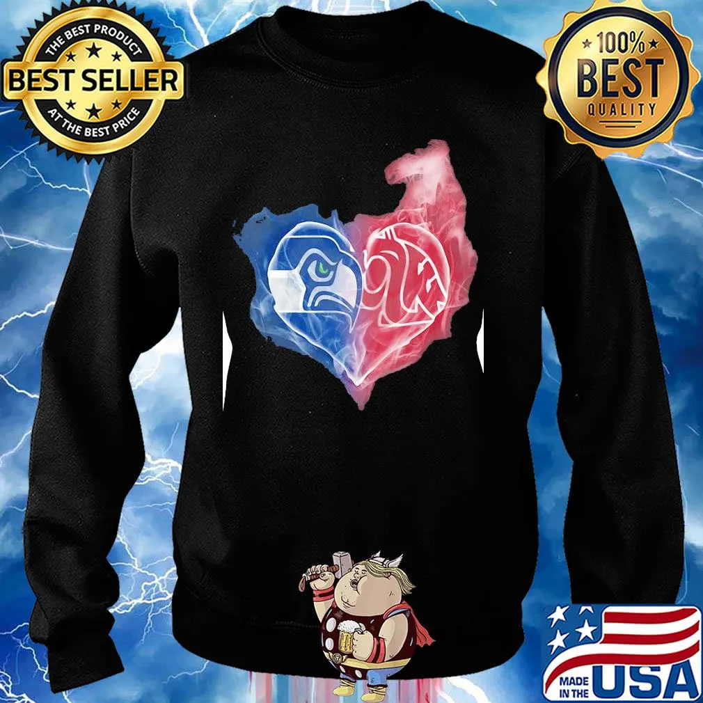 Seattle seahawks and washington state cougars heart smoke s Sweater