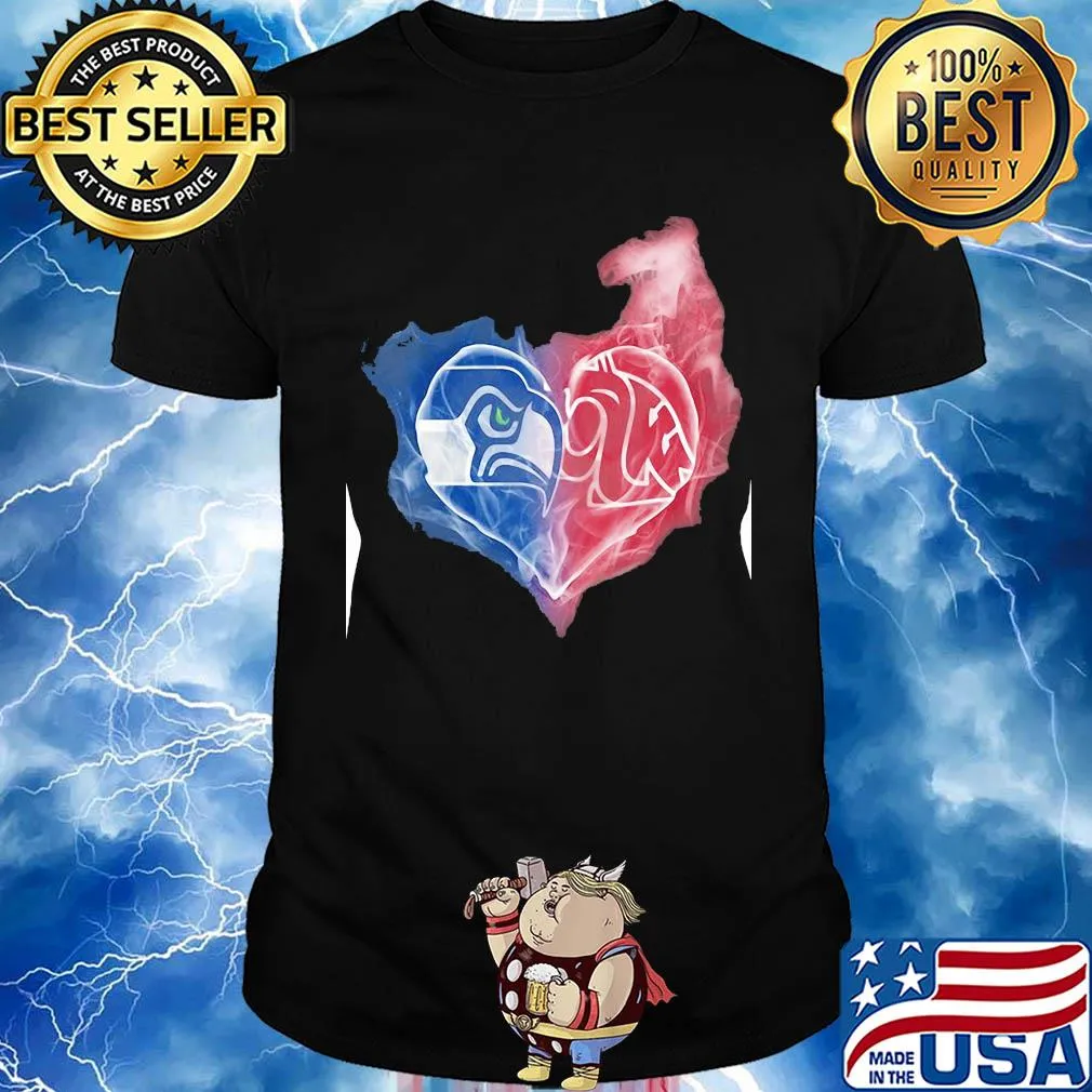 Seattle seahawks and washington state cougars heart smoke shirt
