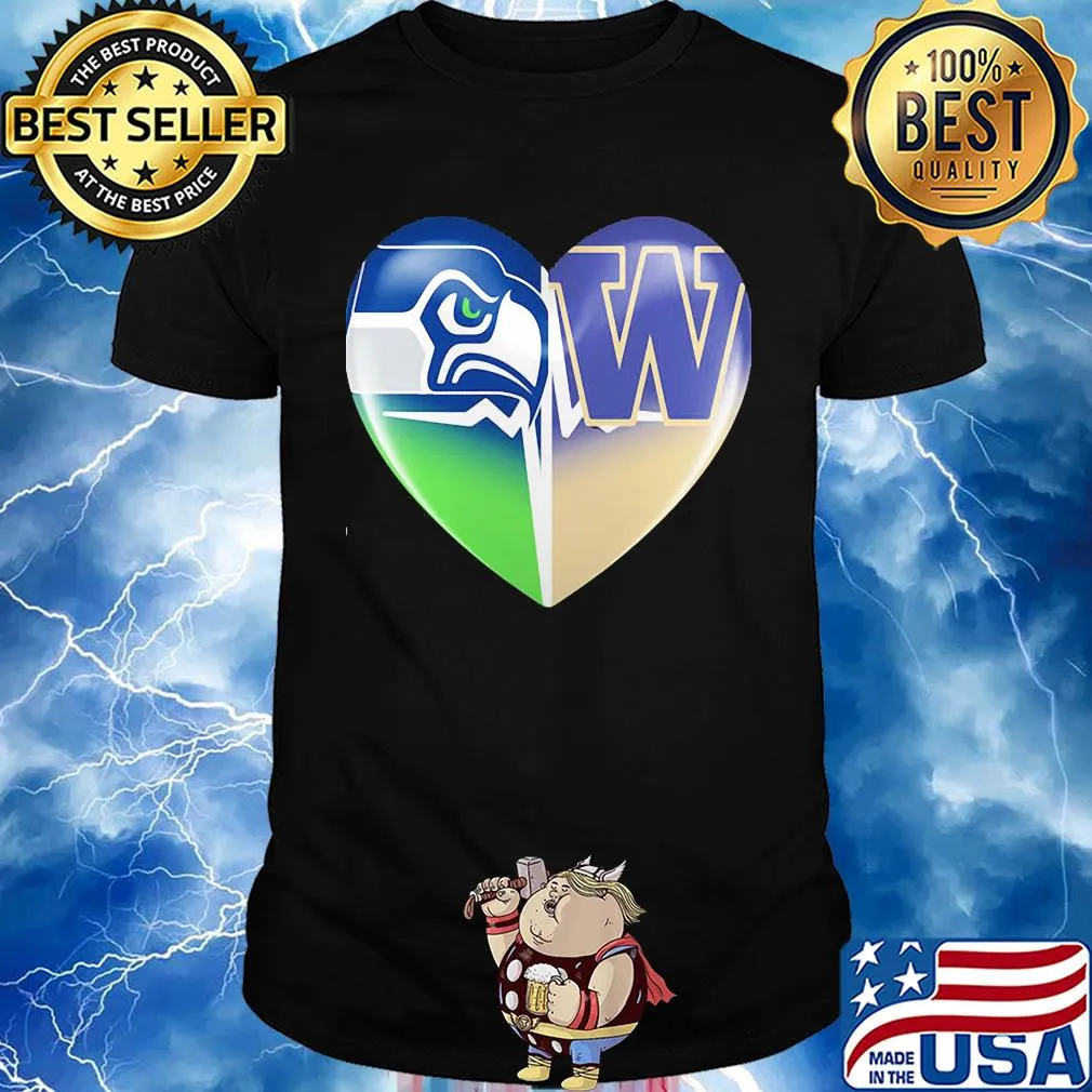 Seattle seahawks and winnipeg blue bombers heart heartbeat shirt