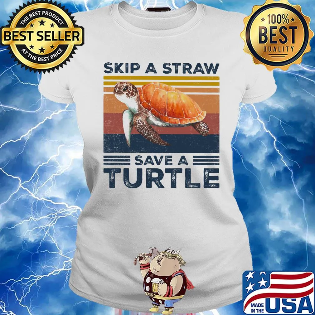 Skip a straw save a turtle vintage s Ladies tee