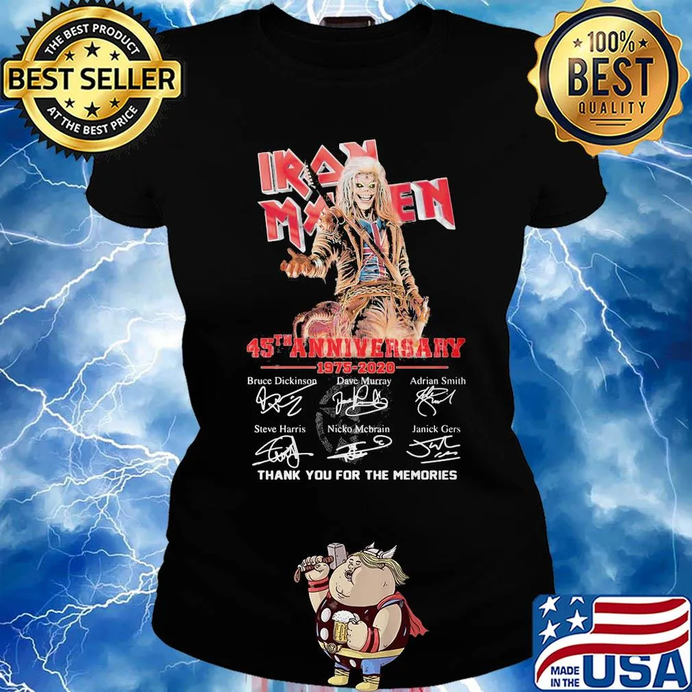 Skull iron maiden 45th anniversary 1975 2020 thank you for the memories signatures s Ladies tee