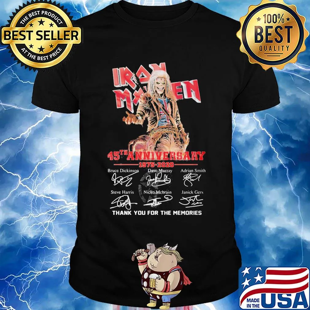 Skull iron maiden 45th anniversary 1975 2020 thank you for the memories signatures shirt