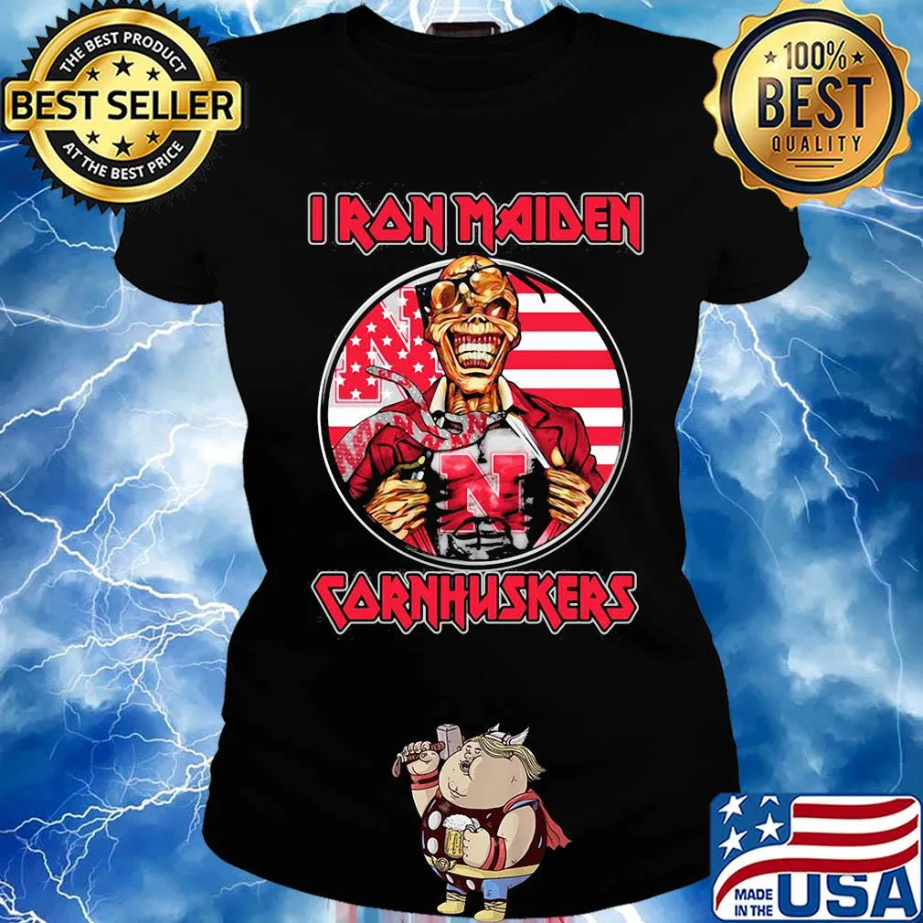Skull Iron Maiden nebraska cornhuskers american flag independence day s Ladies tee