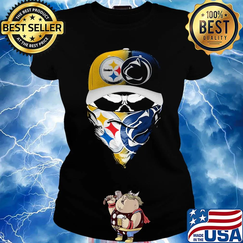 Skull mask player pittsburgh steelers vs penn state nittany lions s Ladies tee