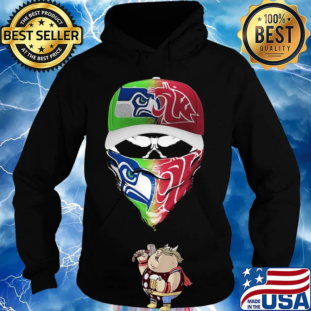 Skull mask seattle seahawks and washington state cougars s Hoodie