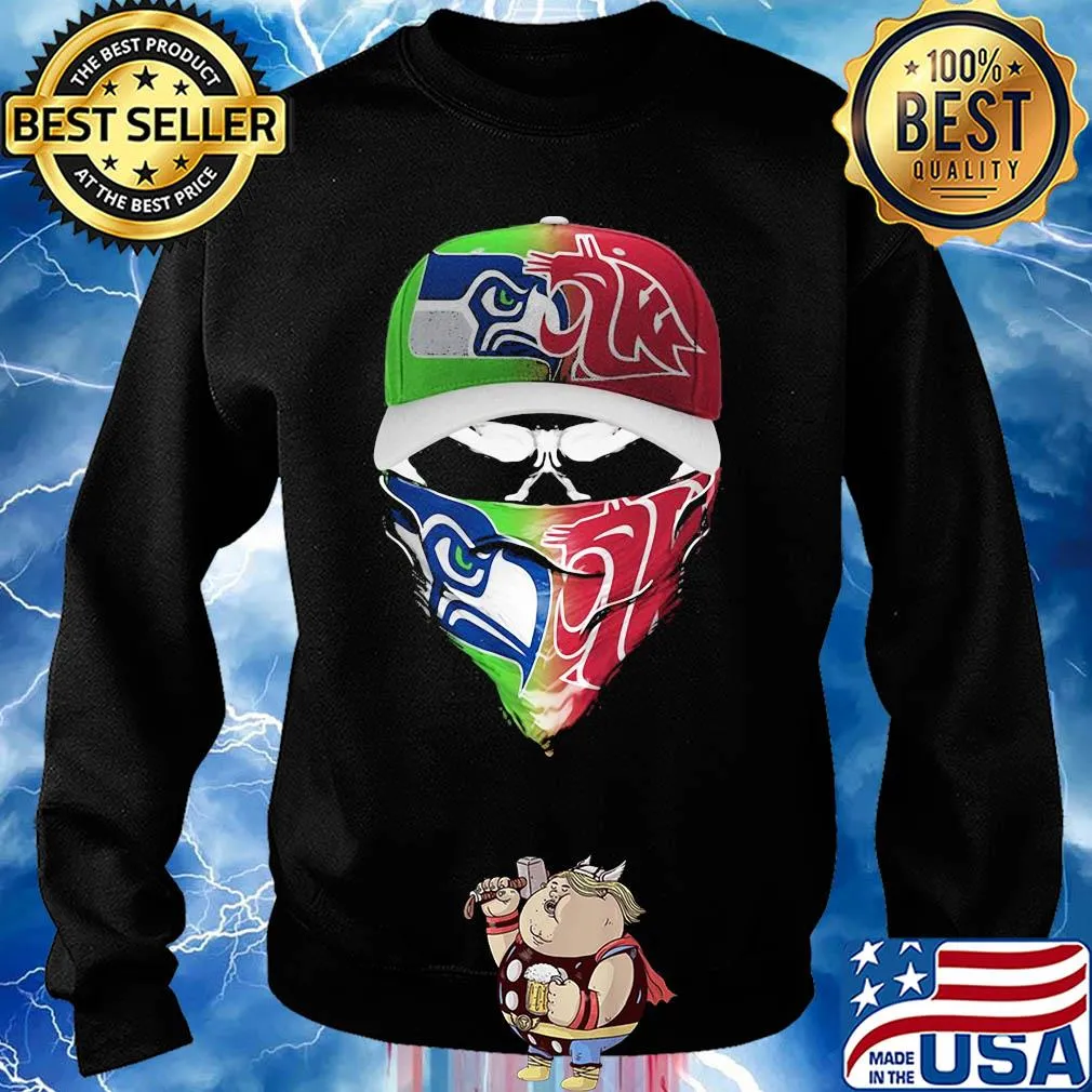 Skull mask seattle seahawks and washington state cougars s Sweater