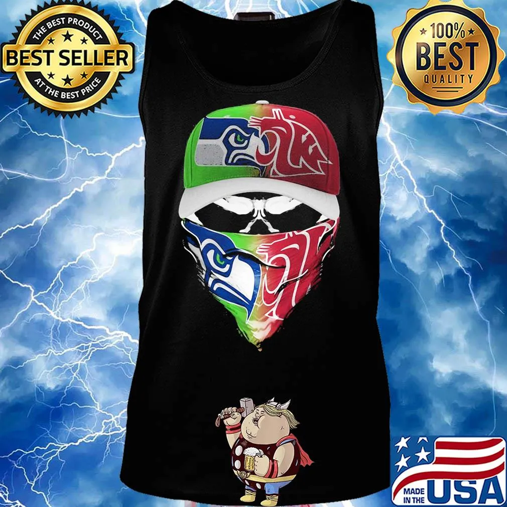 Skull mask seattle seahawks and washington state cougars s Tank top