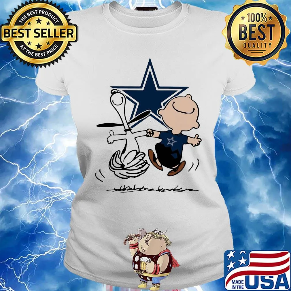 Snoopy and charlie brown dallas cowboys football s Ladies tee