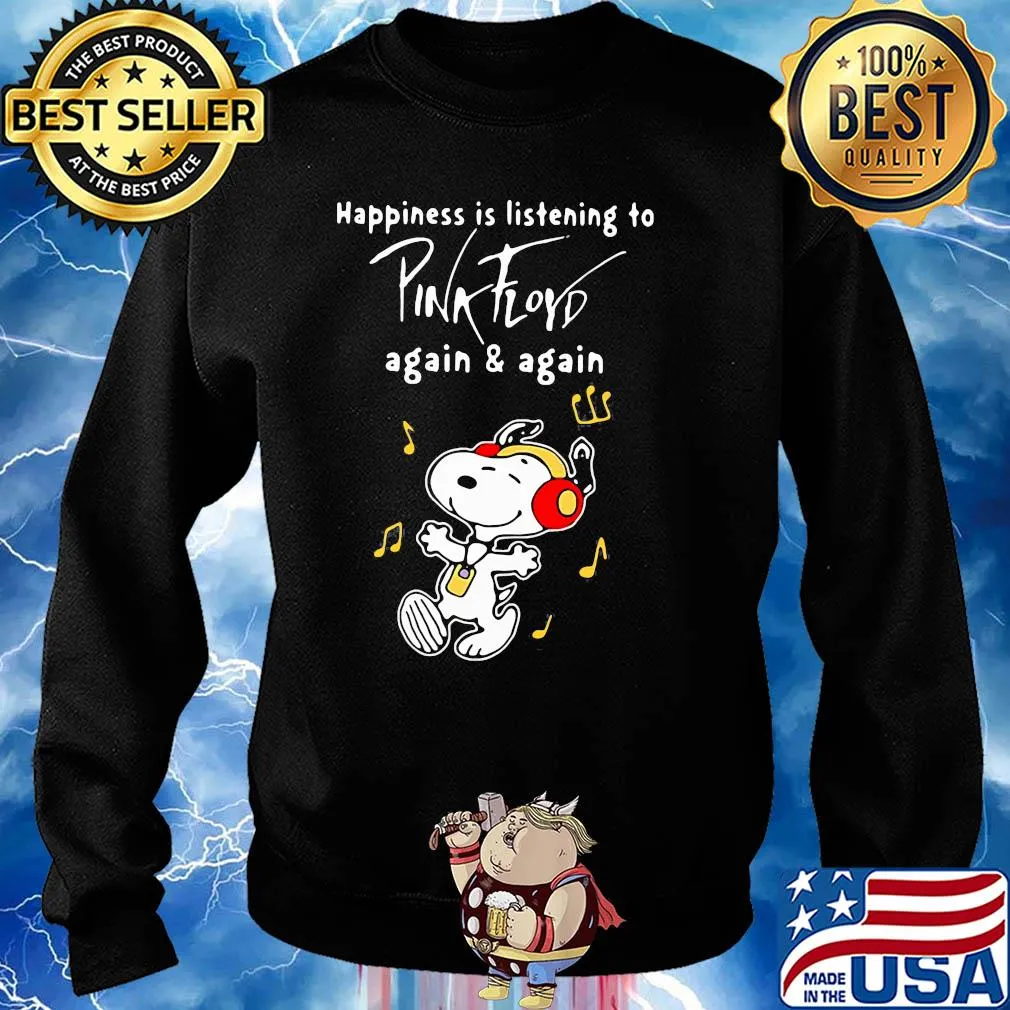 Snoopy happiness is listening to pink floyd again and again s Sweater