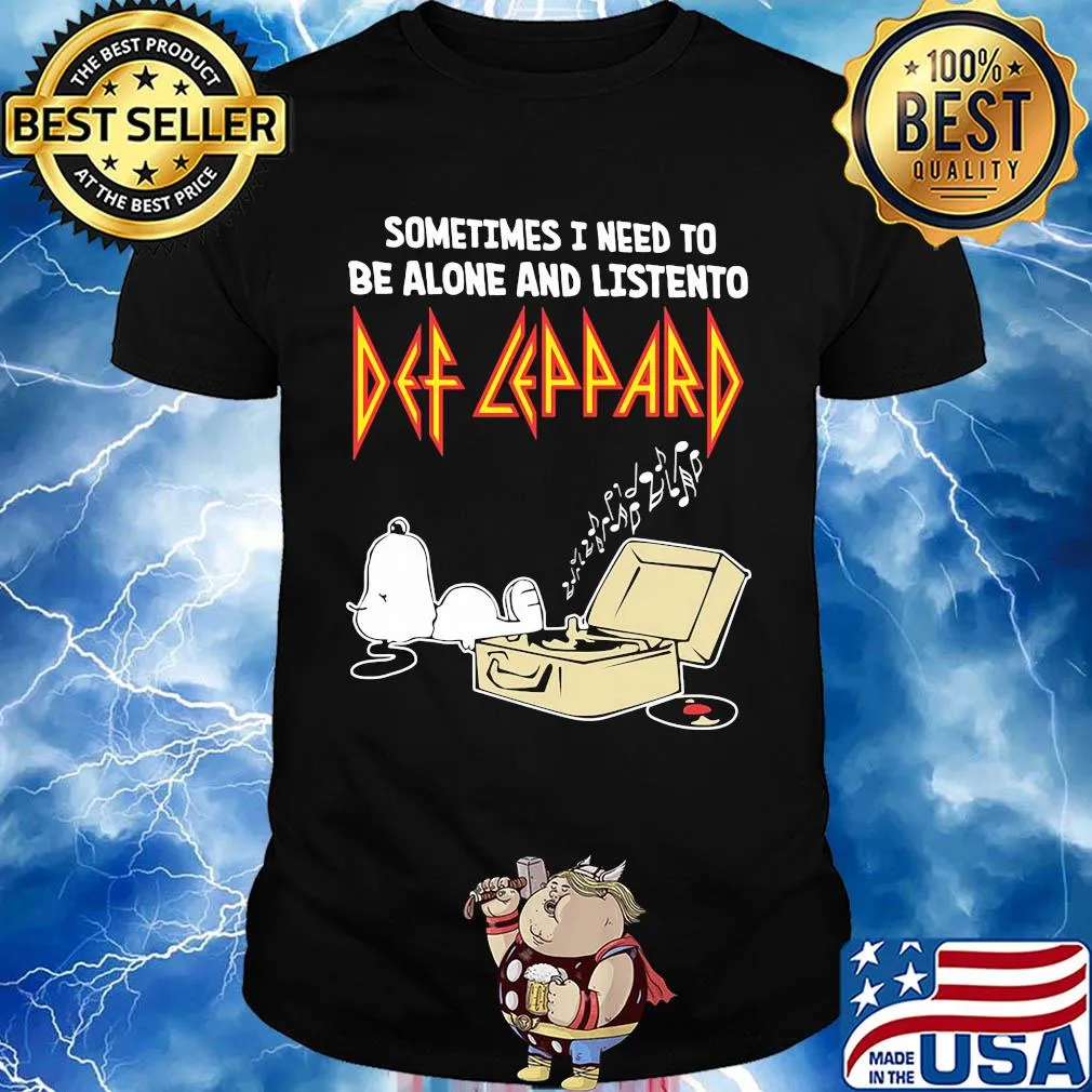 Snoopy sometimes i need to be alone and listen to def leppard shirt