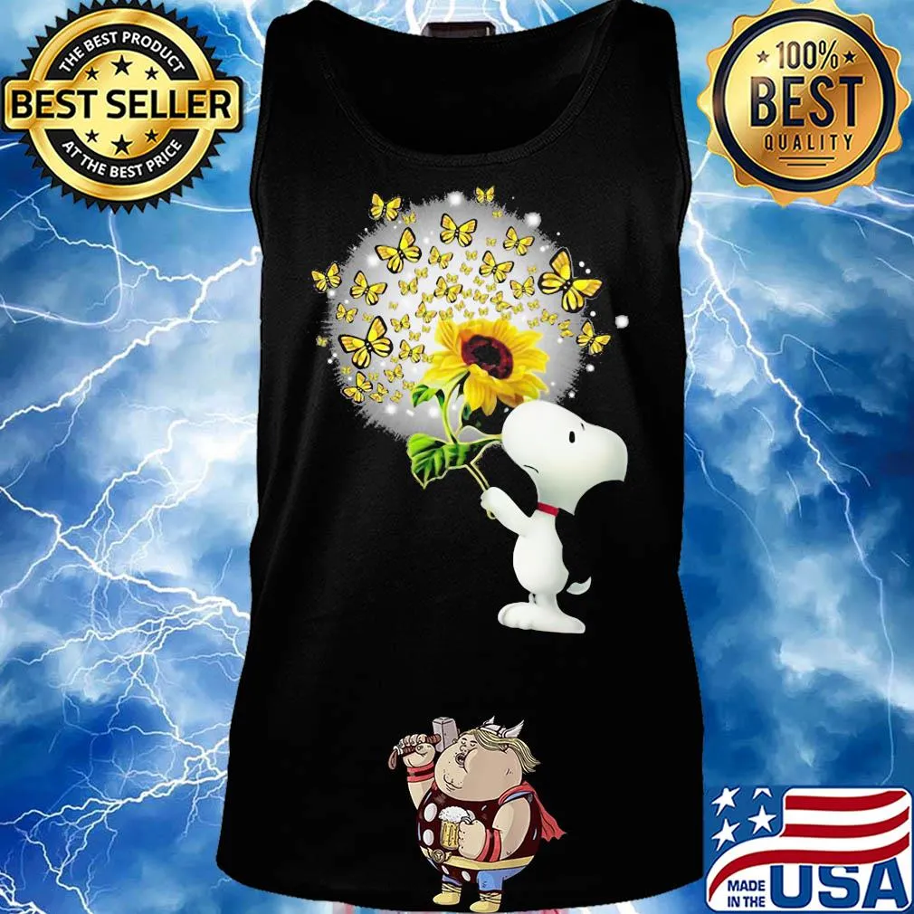 Snoopy sunflower and butterfly s Tank top